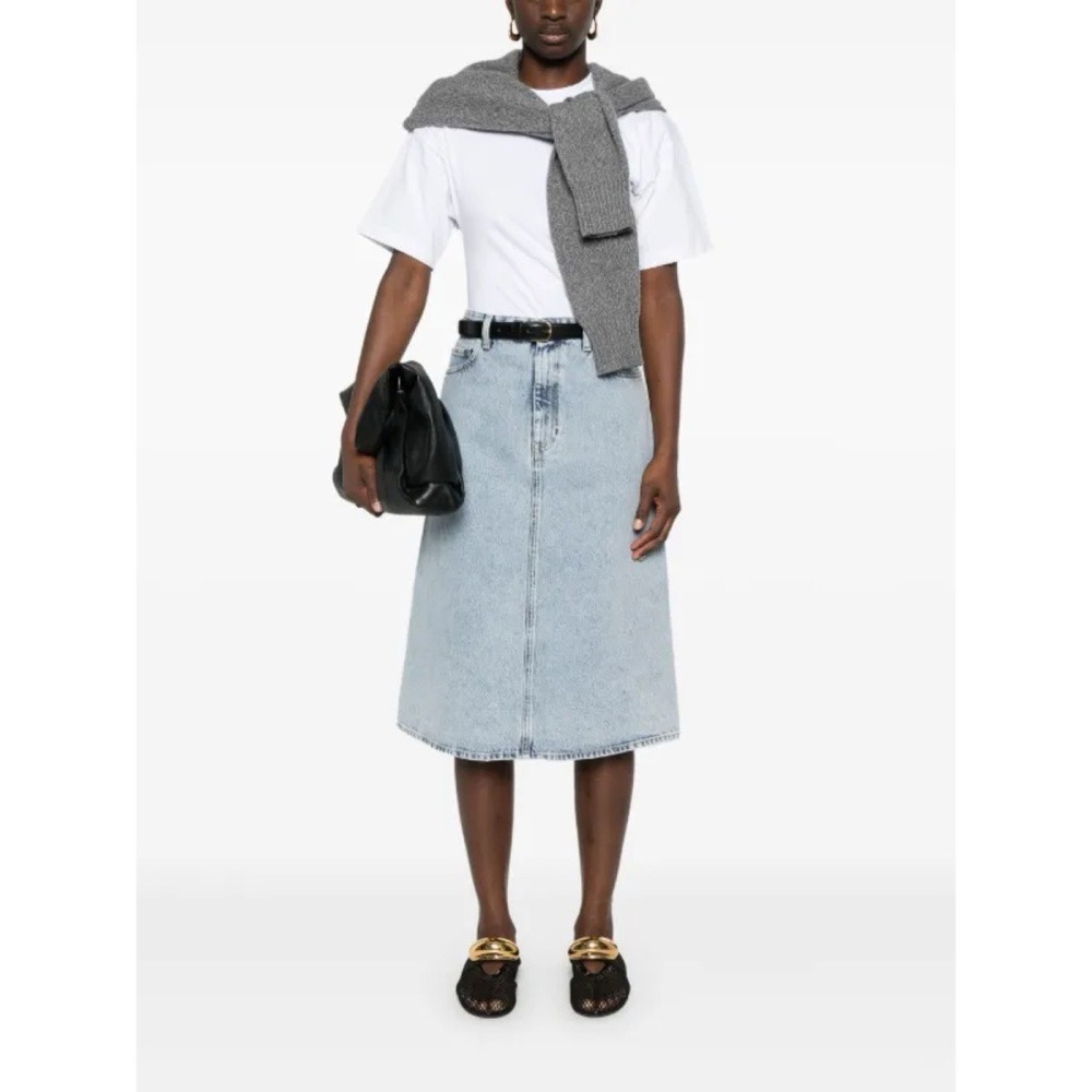 TOTEME Organic Cotton Denim Midi Skirt in Cool Blue, Size 40 / US 10 (L), NWT - Picture 6 of 13